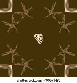 Pattern of sea motif. Hand drawn.