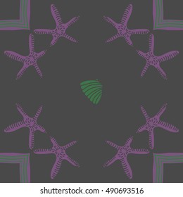 Pattern of sea motif. Hand drawn.