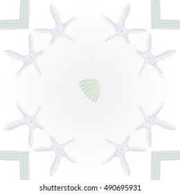 Pattern of sea motif. Hand drawn.