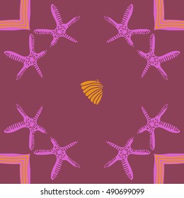 Pattern of sea motif. Hand drawn.