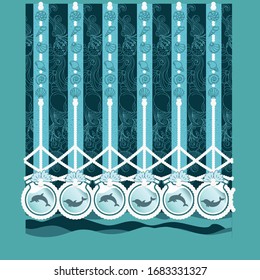 Pattern Sea Ocean Dolphin Clam Water Summer Illustration Vector