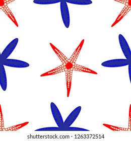 Pattern of sea stars on isolated background