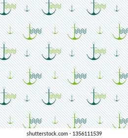 Pattern of sea, waves and anchors