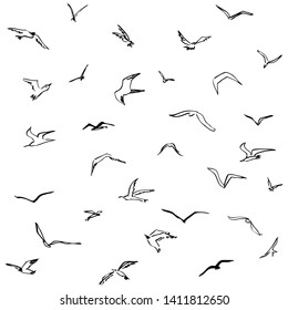 Pattern with seagulls. Simple elegant design for fabric, wallpapers and other prints. Beautiful background for your design