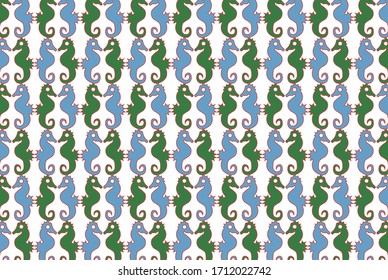Muster mit Seepferdchen, Grafiken der Vektorillustration
