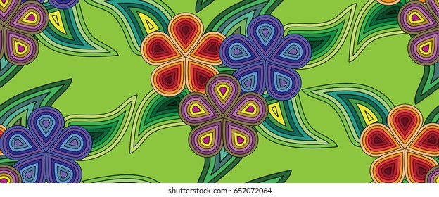 Pattern seamless, abstract, floral on a green background. Vector of EPS10