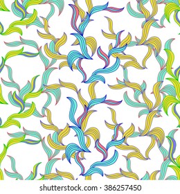 pattern, seamless abstract hand-drawn leaves