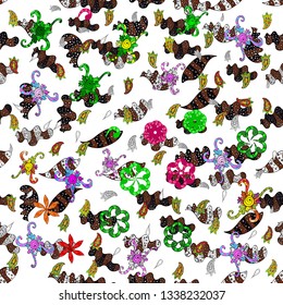 Pattern. Seamless Abstract Retro Background Design. Brown, black and white on colors. Vector. Tender fabric pattern.