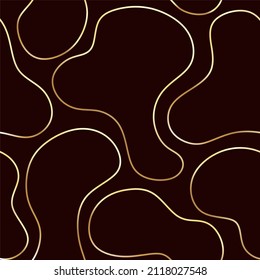 The pattern is seamless of abstract spots and lines in gold and black colors. Vector illustration in a flat style.