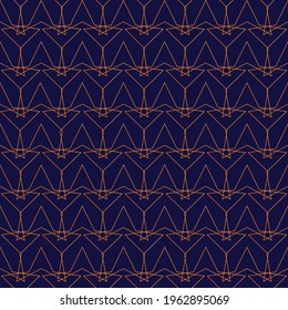 Pattern seamless abstract star background blue color and gold line. Geometric line vector.