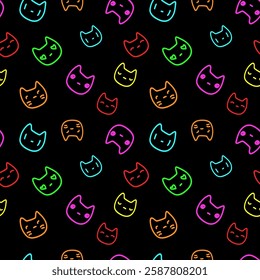 Pattern seamless animals simple cat child black print