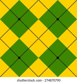 Pattern - Seamless argyle pattern. Green and yelllow background. Vector set.
