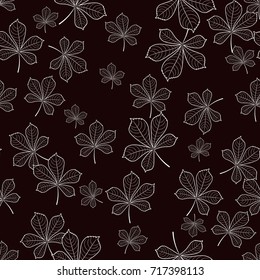 pattern seamless with autumn leaves on a brown background