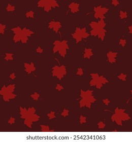 Patrón de fondo sin fisuras otoño con silueta de hojas de arce rojo Ilustración vectorial. botánico