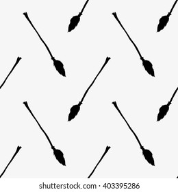 Pattern for seamless background. Black broom on a white background.