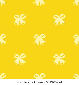 Pattern for seamless background. Christmas bells on a yellow background.