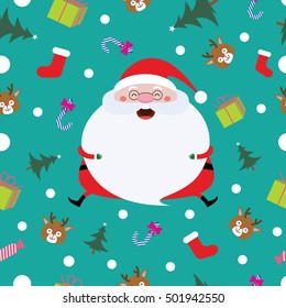 Pattern Seamless, background with Christmas Santa, vector cartoon