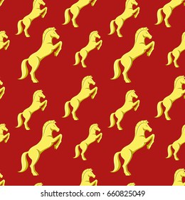 Pattern for seamless background with golden horses.