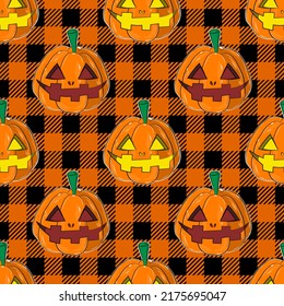 Pattern: Seamless background and Halloween pattern  Pumpkin cartoon  Wrapping paper   decorative patterns 