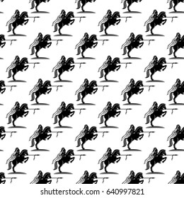 Pattern for seamless background with knight on a horse.