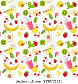 Pattern, seamless background on the theme of a cocktail, on a white background for design and decoration