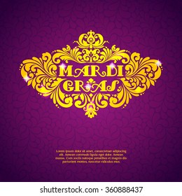 Pattern seamless background with ornate golden shine Mardi Gras decor design elements composition Vector illustration