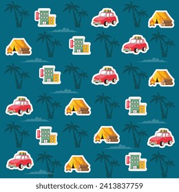 Patrón o fondo transparente para las vacaciones. Ilustración de concepto itinerante