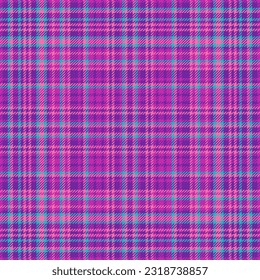 Pattern seamless background of vector tartan check with a textile texture plaid fabric in violet and pink colors.