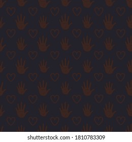 patrón de palmas marrones impecables de personas negras, manos de afroamericanos, hispanos, manos multinacionales de la sociedad, patrón vidas negras importan. Afiche contra la discriminación, carteles, pancartas, impresos, carteles, etc