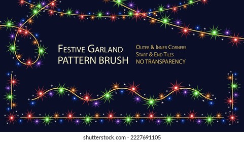Pattern seamless brush with festive colorful garland.