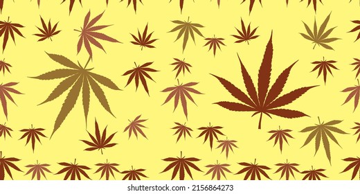 pattern seamless cannabis leaf. Design for fabric, curtain, background, carpet, wallpaper, clothing, wrapping, Batik, fabric,Vector illustration
