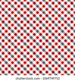 Pattern seamless checkered chevron with red, white and gray colors. Design geometric stripe for background image or fashion minimalist design, fabric, textile, wallpaper, wrap etc. Abstract vector.