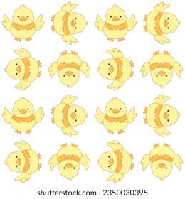 Pattern seamless chicken duck vegan day  . Vector 