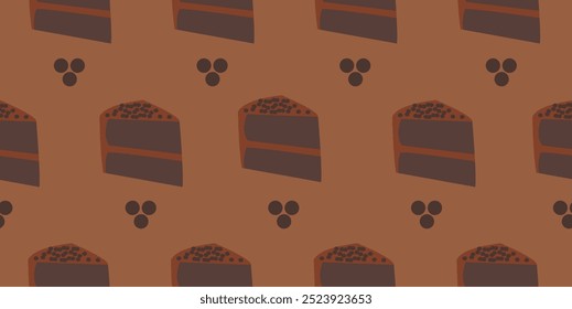 pattern seamless of chocolate cake with coco chips topping