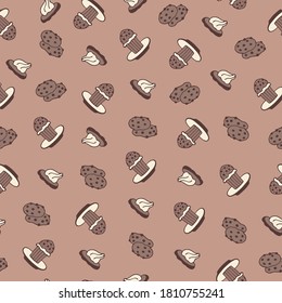pattern seamless chocolate muffins and cracker cookies
pastries,sweet background for cafe, pastry shop, coffee shop, pattern for confectionery, bakery,bakeshop,web,website,cocoa color,
postcards,cards