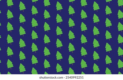 Pattern seamless Christmas tree on navy isolated background 