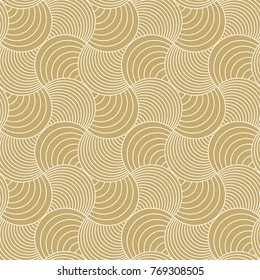 Pattern seamless circle abstract wave background stripe gold luxury color and line. Geometric line vector. Christmas background.