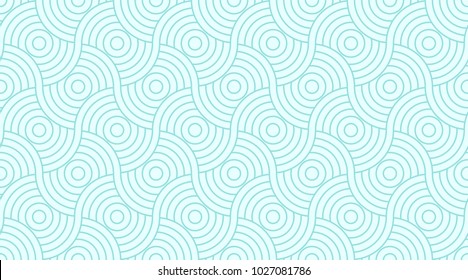 Pattern Seamless Circle Geometric Abstract Wave Background Stripe Green Aqua Two Tone Colors And Line.