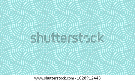 Pattern seamless circle geometric abstract wave background stripe green aqua two tone colors and line.