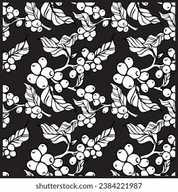pattern seamless of coffee plant ink drawing sketch for fabric textile, art print poster, packaging label, brochure, cafe, name card, post card, textile print fashion