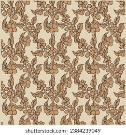 pattern seamless of coffee plant for modern art ink drawing for poster print, post card, name card, cover book, packaging, label, gift, wall paper.