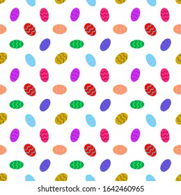 Pattern seamless design colorful of eggs. Colored easter egg on white background. Vector illustration cute modern style.