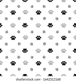 Pattern seamless design of cute paw. Dog footprint textile seamless on white background. Vector illustration cute animal style.