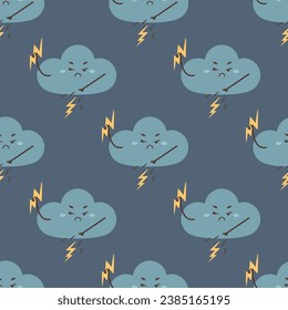 pattern seamless evil storm cloud, character, vector 