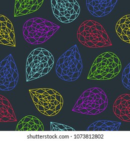 Pattern seamless of expensive colored rubies on a dark background