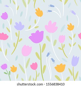 pattern seamless, flat color flowers, beauty