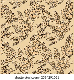pattern seamless of flora coffee plant for fabric textile, backdrop, art sketch, background wallpaper, cafe decorative, illustration cover, vintage menu, arabica antique.