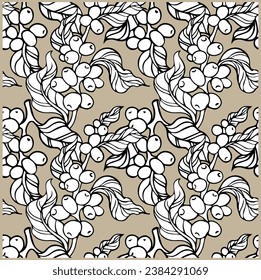 pattern seamless of flora coffee plant for fabric textile, backdrop, art sketch, background wallpaper, cafe decorative, illustration cover, vintage menu, arabica antique.