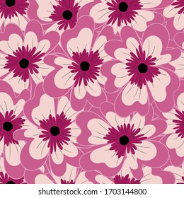 Patrón, fondo floral sin fisuras. Grandes y hermosas flores de color rosa y burdeos. Embalaje, papel, textiles, papel pintado