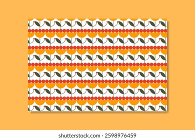 pattern seamless floral geometric orange green with white background for background and wallpaper